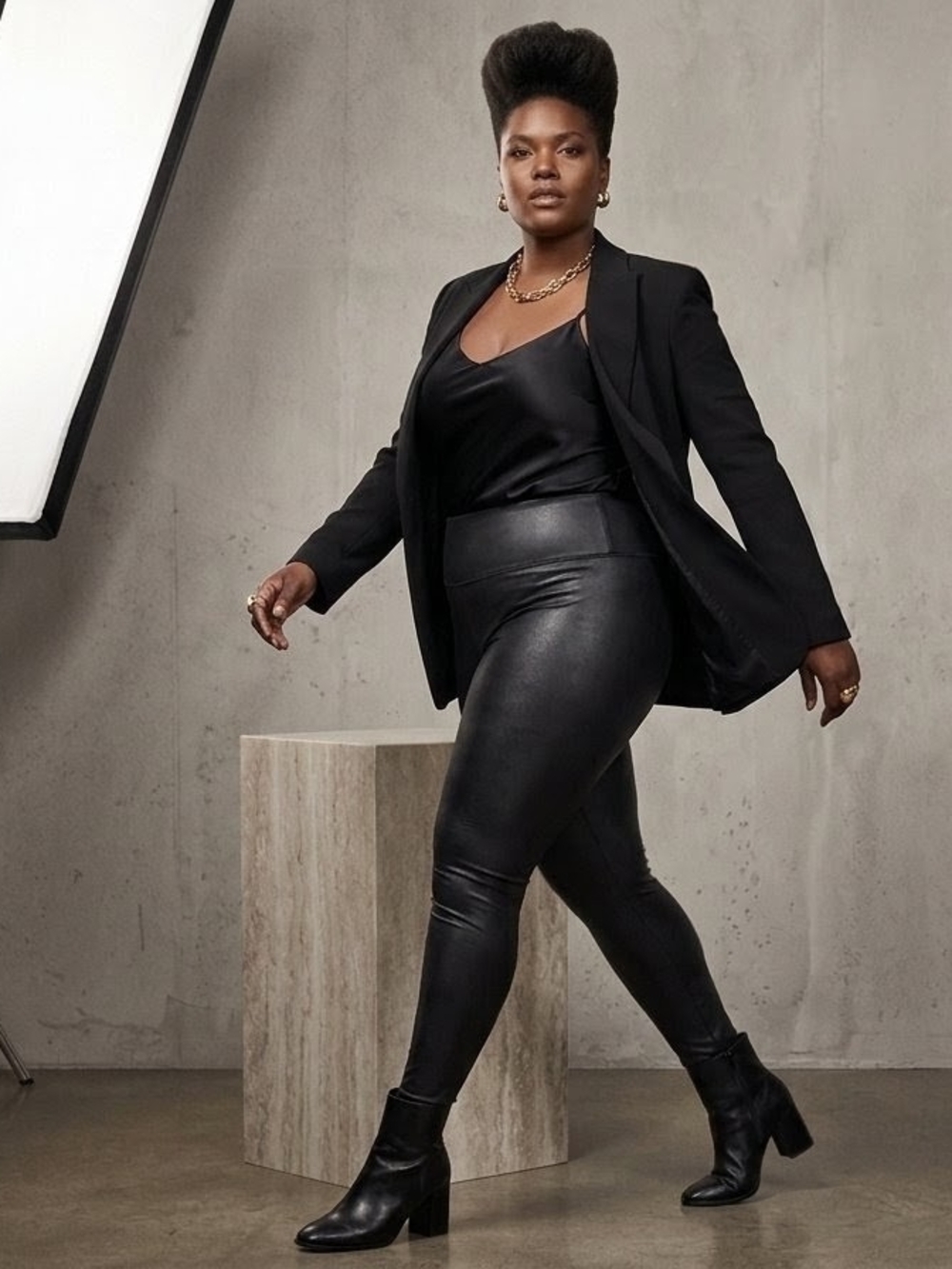 Time and Tru Black Faux-Leather High-Waist Leggings